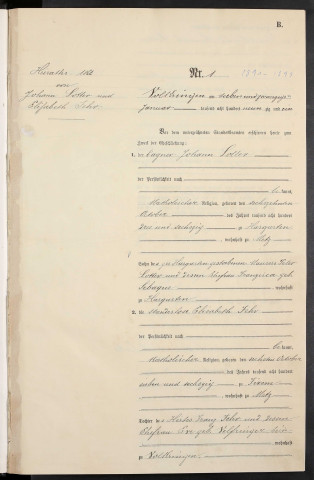 Registre d'état civil mariages (1891-1899)