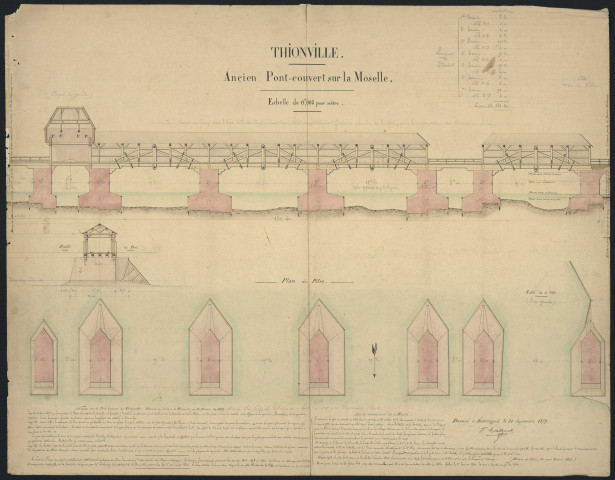 THIONVILLE. ANCIEN PONT-COUVERT SUR LA MOSELLE