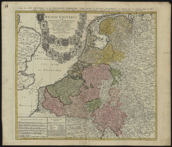 BELGII UNIVERSI SEU INFERIORIS GERMANIAE QUAM XVII PROVINCIAE, AUSTRIACO, GALLICO ET BATAVO SCEPTRO PARENTES CONSTITUANT, NOVA TABULA GEGRAPHICA