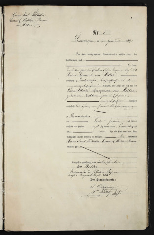 État civil : registre de naissances (1889)