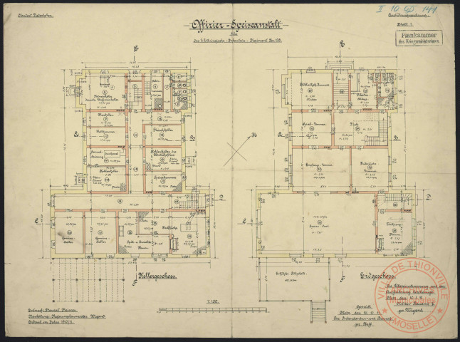OFFIZIER-SPEISEANSTALT FÜR DAS 3. LOTHRINGISCHE INFANTERIE-REGIMENT N°135. BLATT 1.