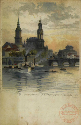 Dampfschiff- Abfahrtgtelle in Dresden, A.