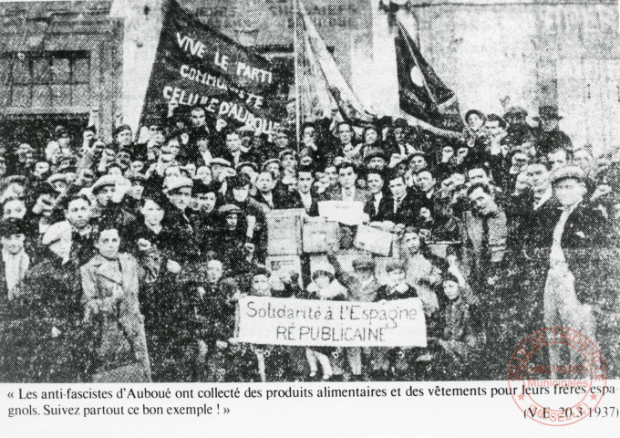 Manifestation de soutien à l'Espagne des "anti-fascistes" d'Auboué, 20 mars 1937