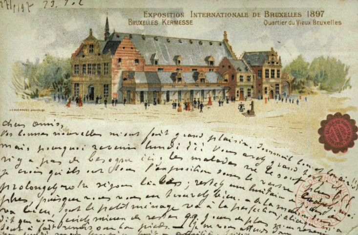 Souvenir de l'Exposition Internationale Bruxelles 1897. Bruxelles Kermesse . Quartier du Vieux Bruxelles.