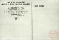 Publicité - N. Schmit,Fils - Thionville (Moselle) - Fers, Métaux, Quincaillerie, Articles de ménage, Fourneaux, Cuisinières