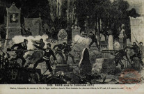 Paris sous la commune (1871) ; Marins, Infanterie de marine et 74e de ligne fusillant dans le Père-Lachaise les derniers fédérés, le 27 mai, à 8 heures du soir