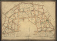 [PLAN DES FORTIFICATIONS AVEC LE NOUVEAU TRACE DES RUES].- Document montrant le positionnement des anciennes fortification par rapport à la nouvelle organisation urbanistique de la ville.