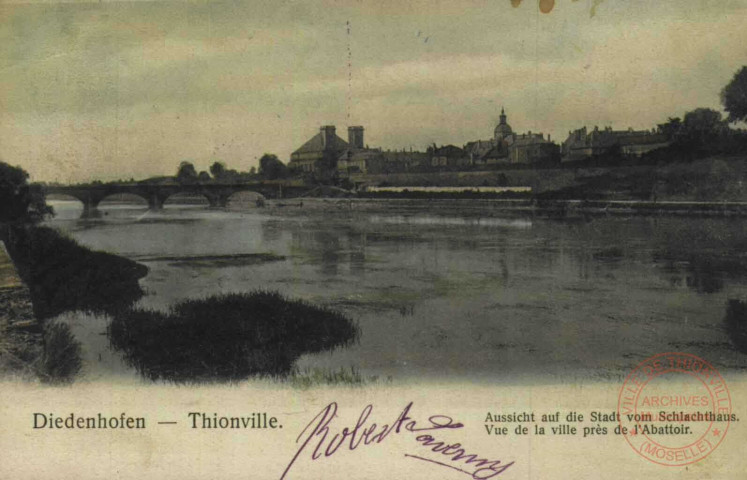 Diedenhofen = Thionville : Aussicht auf die Stadt vom Schlachthaus = Vue de la ville près de l'abattoir