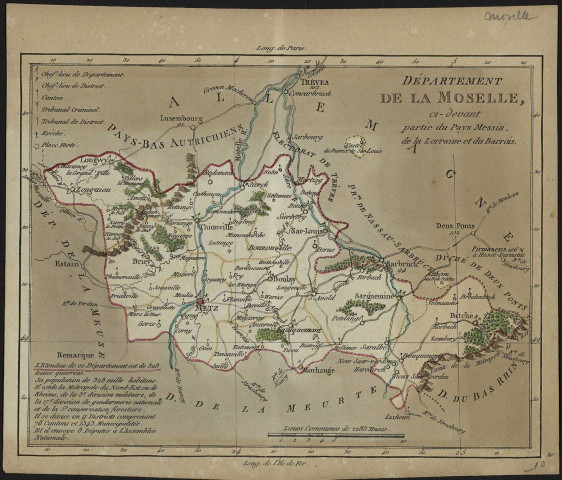 DÉPARTEMENT DE LA MOSELLE, CI-DEVANT PARTIE DU PAYS MESSIN, DE LA LORRAINE ET DU BARROIS 