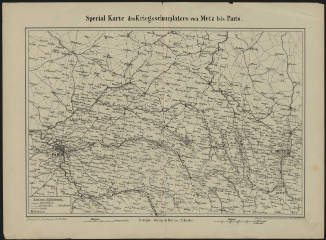 SPECIAL KARTE DES KRIEGSSCHAUPLATZES VON METZ BIS PARIS