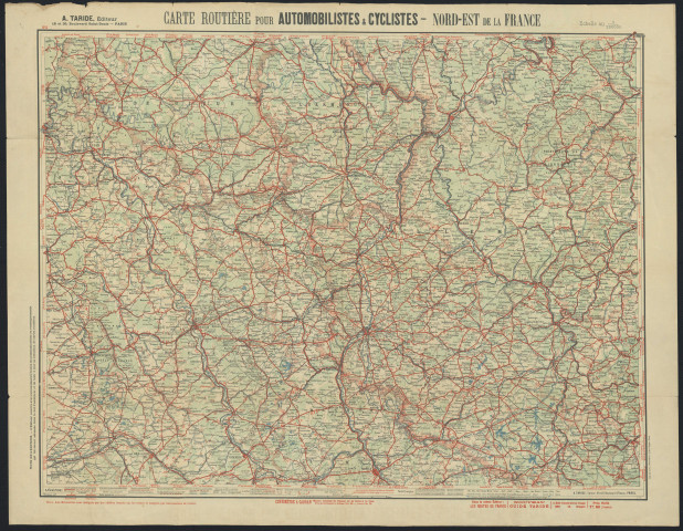 CARTE ROUTIERE POUR AUTOMOBILISTES & CYCLISTES NORD-EST DE LA FRANCE