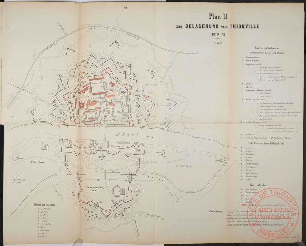 PLAN II ZUR BELAGERUNG VON THIONVILLE 1870-71.