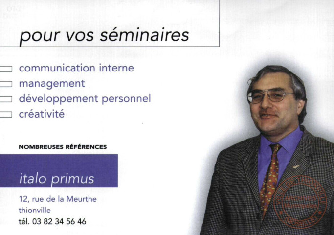 pour vos séminaire : italo primus