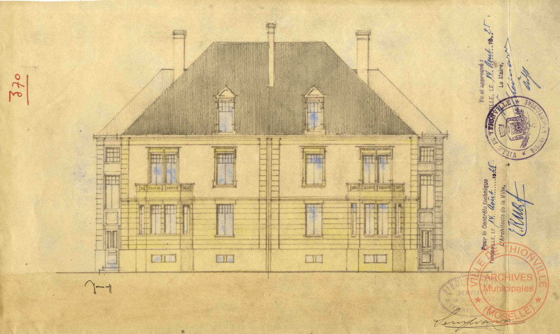PLAN DE LA FACADE D'UNE MAISON SITUEE RUE DE L'ECOLE DES MINES
