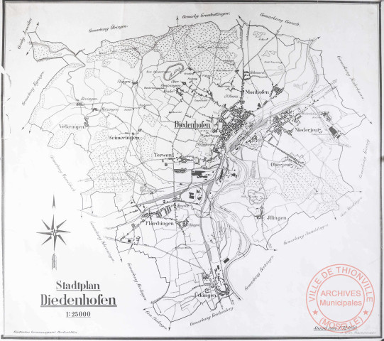 Stadtplan Diedenhofen 1:25000, stand vom 01/12/1940 (plan de Thionville en 1940)