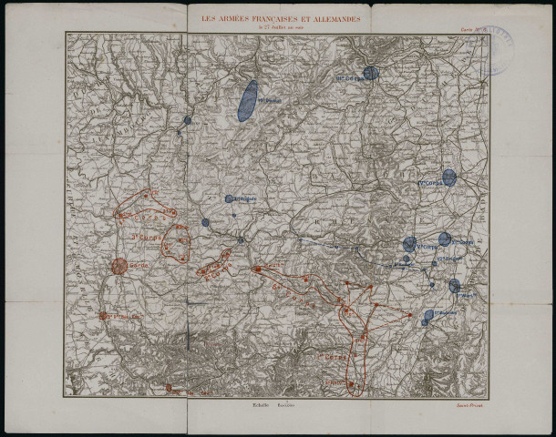 LES ARMEES FRANCAISES ET ALLEMANDES le 27 Juillet au soir. Carte N°6