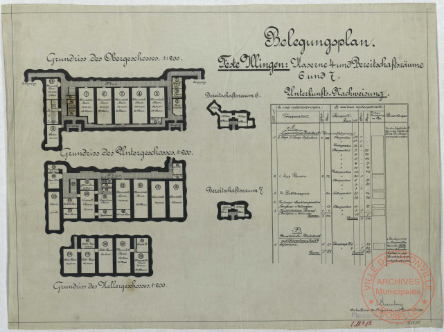 BELEGUNGSPLAN. FESTE ILLINGEN : KASERNE 4 UND BEREITSCHAFTSRAÜME 6 UND 7