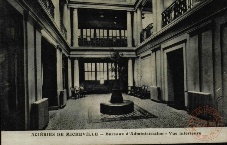 Aciéries de MICHEVILLE - Bureaux d'administration - Vue intérieure