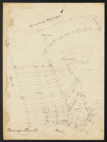 Bevingen, Flur 10 Massstab 1:1000.