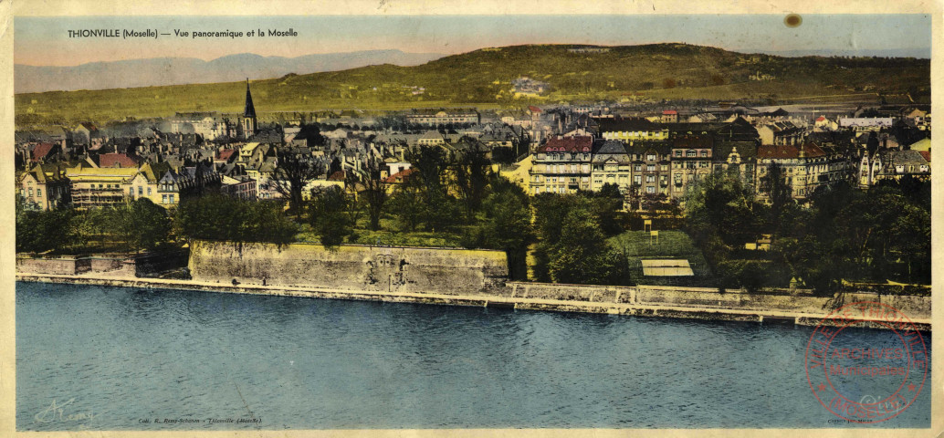 Thionville (Moselle) - Vue panoramique et la Moselle