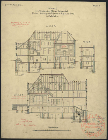 ENTWURF SUM NEUBAU EINER OFFIZIER-SPEISEANSTALT FÜR DAS 3. LOTHRINGISCHE INFANTERIE-REGIMENT N°135. IN DIEDENHOFEN. BLATT 5.