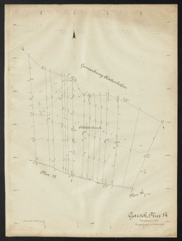 Garsch, Flur 14 Massstab 1:1000. Angefertigt im Jahre 1906.