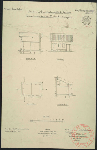 STALL ZUM DIENSTWOHNGEBÄUDE FÜR ZWEI PANZERTURMWÄRTER IN NIEDER-GENTRINGEN.